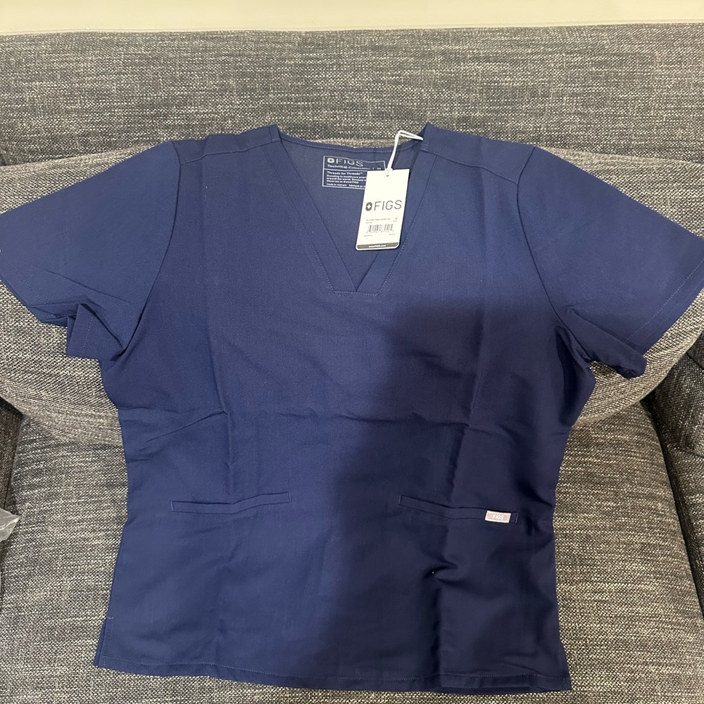 Figs Women's Short Sleeve Top in Deep Blue